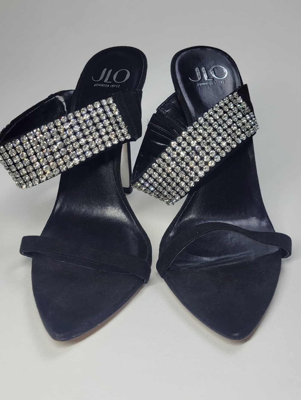 Sparkly Rhinestone Black Stiletto J Lo Heels Sz 8 Sexy Bling - Picture 6 of 13